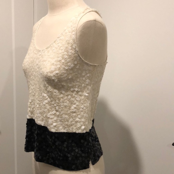 J Crew black and cream sequin top - Picture 2 of 8